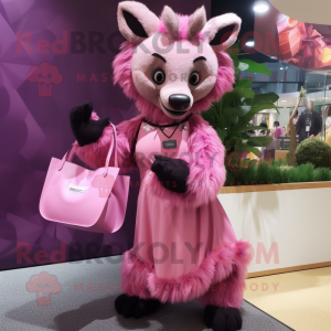 Roze hyena mascotte kostuum...