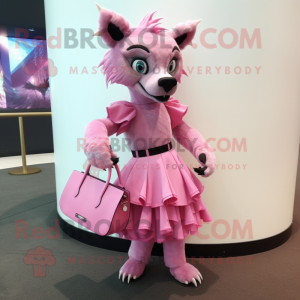 Rosa hyena maskot kostym...
