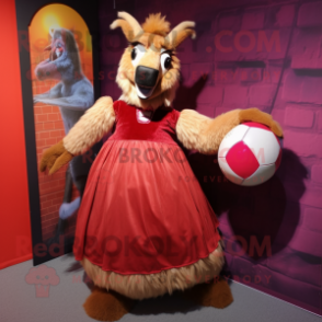 Rust Llama mascot costume character dressed with a Ball Gown and Foot pads