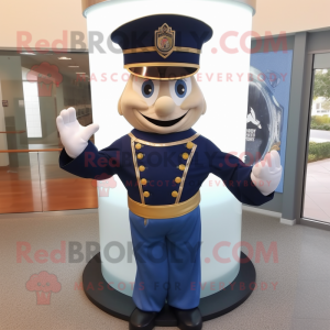 Navy Hourglass mascot costume character dressed with a Long Sleeve Tee and Gloves