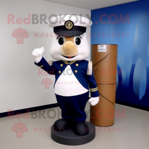 Navy Hourglass mascot costume character dressed with a Long Sleeve Tee and Gloves