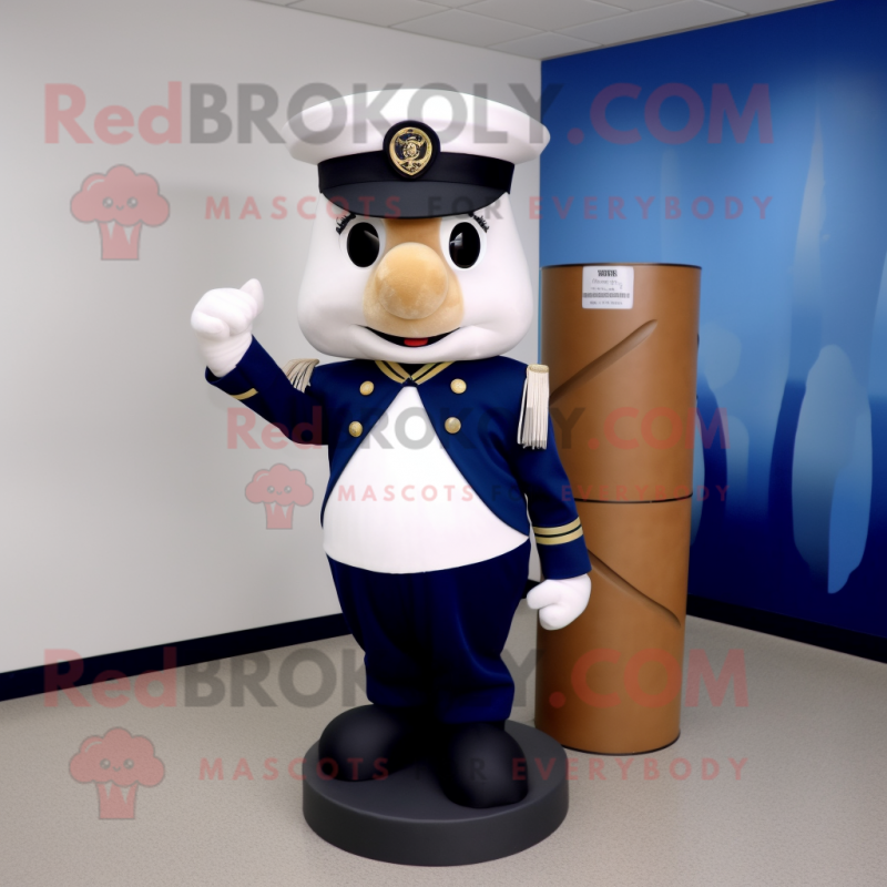 Navy Hourglass mascot costume character dressed with a Long Sleeve Tee and Gloves Navy Hourglass mascot costume character dressed with a Long Sleeve Tee and Gloves