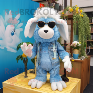 Sky Blue Angora Goat maskot...