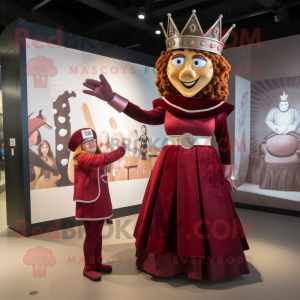 Maroon Queen mascot costume character dressed with a Empire Waist Dress and Watches
