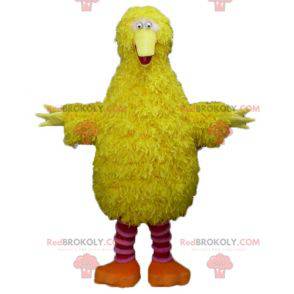Mascot gele en roze vogel erg zacht grappig en harig -