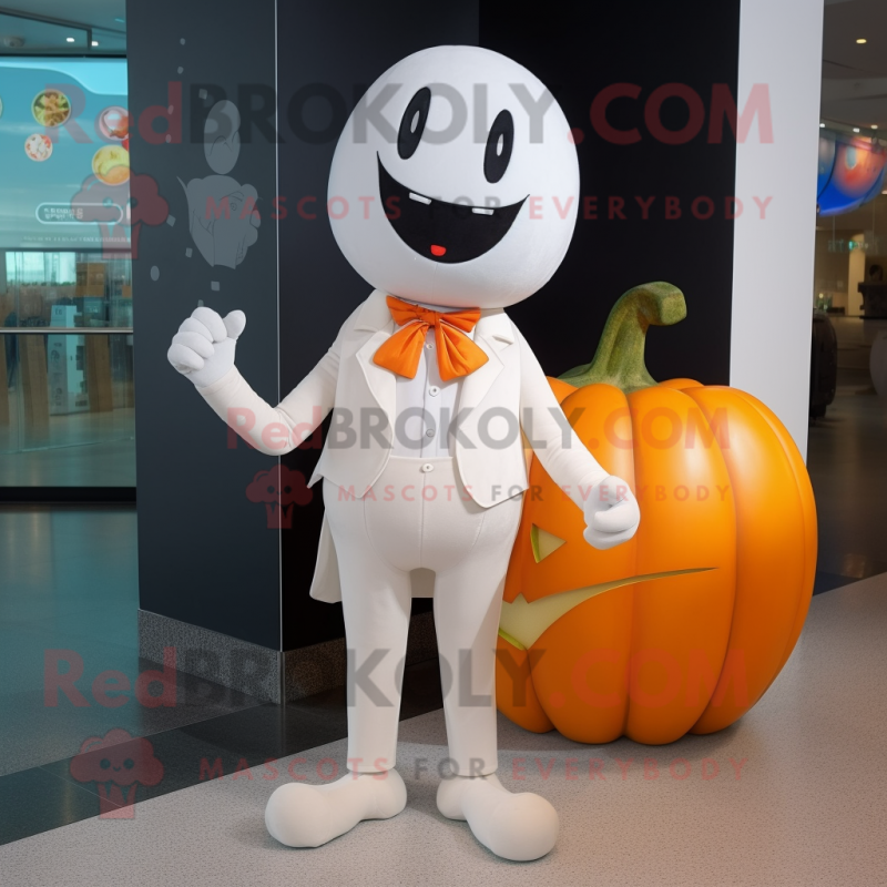 White Pumpkin mascot costume character dressed with a Trousers and Pocket squares White Pumpkin mascot costume character dressed with a Trousers and Pocket squares