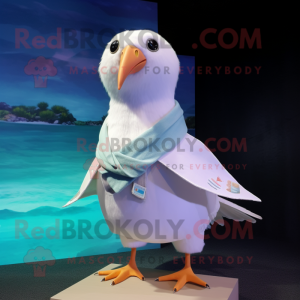 White Albatross mascot costume character dressed with a Bikini and Scarf clips