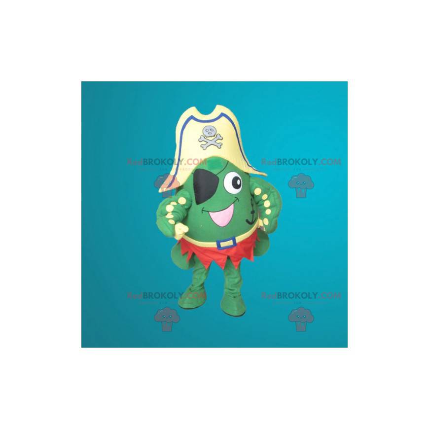 Groene kikker mascotte gekleed als een piraat - Redbrokoly.com