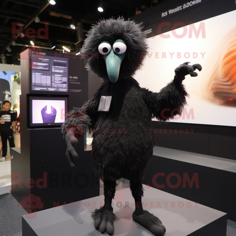 Black Ostrich mascot costume character dressed with a Bodysuit and Bracelet watches