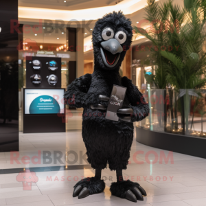 Black Ostrich mascot costume character dressed with a Bodysuit and Bracelet watches