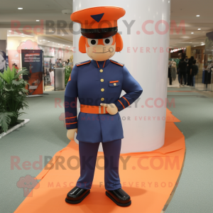 Orange Navy Soldier mascot costume character dressed with a Dress Pants and Hats