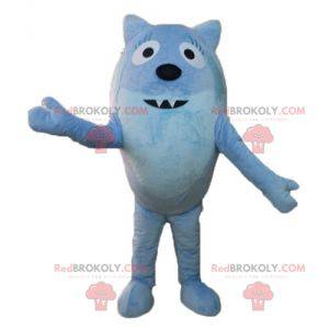 Mascotte de renard d'animal bleu tout rond et mignon -