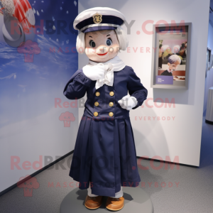 nan Navy Soldier mascot costume character dressed with a Skirt and Tie pins