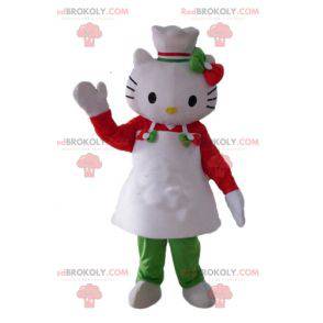 Mascota de Hello Kitty con delantal y gorro de cocinero -