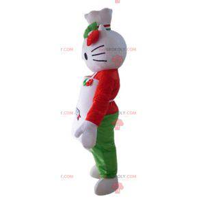 Mascota de Hello Kitty con delantal y gorro de cocinero -