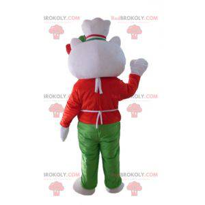 Mascota de Hello Kitty con delantal y gorro de cocinero -