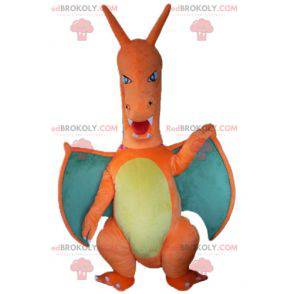 Giant green and yellow orange dragon mascot - Redbrokoly.com