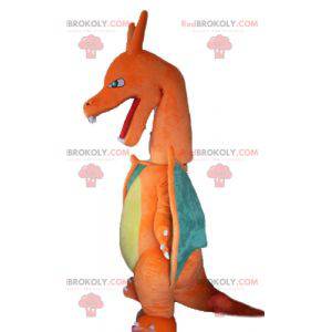 Mascotte drago gigante verde e giallo arancione - Redbrokoly.com