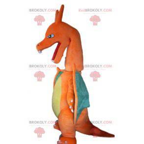 Giant green and yellow orange dragon mascot - Redbrokoly.com