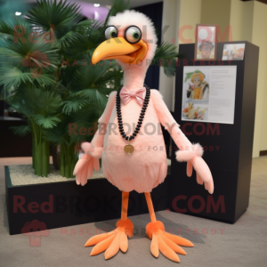 Peach Archeopteryx mascot costume character dressed with a Suit Pants and Necklaces