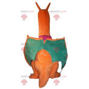 Giant green and yellow orange dragon mascot - Redbrokoly.com