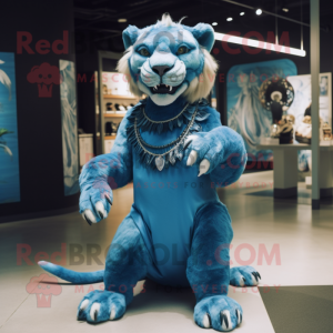 Blå Smilodon maskot kostym...