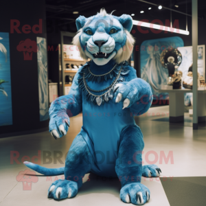 Blauer Smilodon Maskottchen...