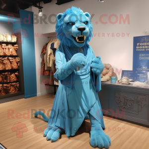 Blauw Smilodon mascotte...