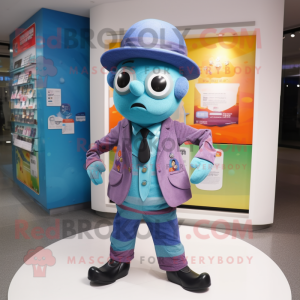 nan Television mascot costume character dressed with a Suit Pants and Hat pins