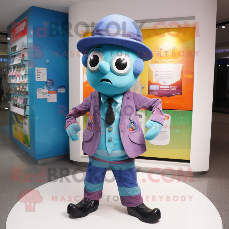 nan Television mascot costume character dressed with a Suit Pants and Hat pins nan Television mascot costume character dressed with a Suit Pants and Hat pins