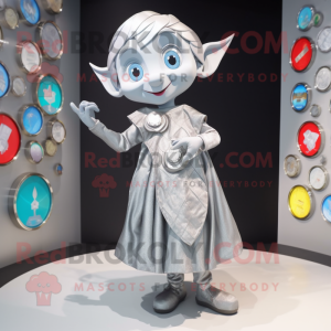 Silver Elf maskot kostym...