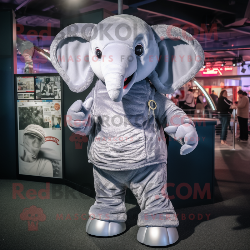 Silver Elephant mascot costume character dressed with a Shorts and Wraps