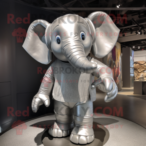 Silver Elephant mascot costume character dressed with a Shorts and Wraps