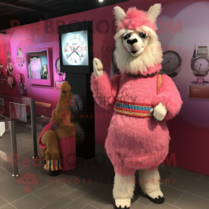 Pink Lama maskot kostume...