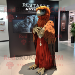 Rust Haast'S Eagle mascot costume character dressed with a Ball Gown and Bracelet watches