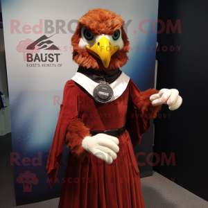 Rust Haast'S Eagle mascot costume character dressed with a Ball Gown and Bracelet watches