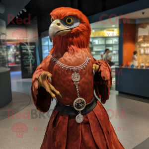 Rust Haast'S Eagle mascot costume character dressed with a Ball Gown and Bracelet watches