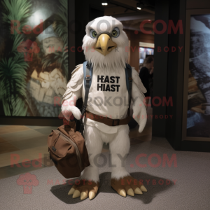 White Haast'S Eagle mascot costume character dressed with a Cargo Pants and Messenger bags
