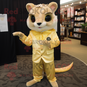 Gold Flying Squirrel mascot costume character dressed with a Suit Pants and Cufflinks