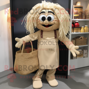 nan Spaghetti mascot costume character dressed with a Chinos and Tote bags