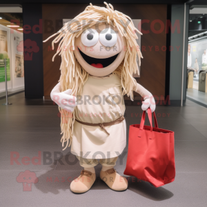 nan Spaghetti mascot costume character dressed with a Chinos and Tote bags