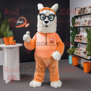 Peach Llama maskot kostym...