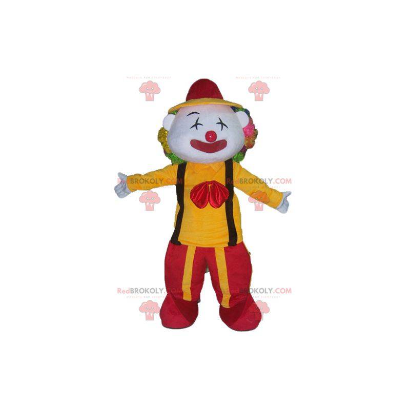 Mascotte de clown en tenue rouge et jaune - Redbrokoly.com
