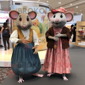 nan Rat mascot costume character dressed with a Maxi Skirt and Watches