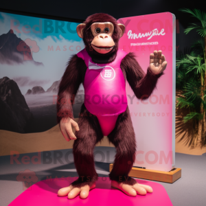 Magenta chimpanse maskot...