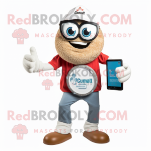 Rust Clam Chowder mascot costume character dressed with a Skinny Jeans and Digital watches