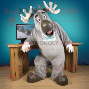 Silver Moose maskot kostume...