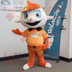 Orange Swordfish mascot costume character dressed with a V-Neck Tee and Ties