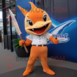 Oranje zwaardvis mascotte...