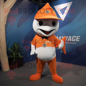 Orange Swordfish mascot costume character dressed with a V-Neck Tee and Ties